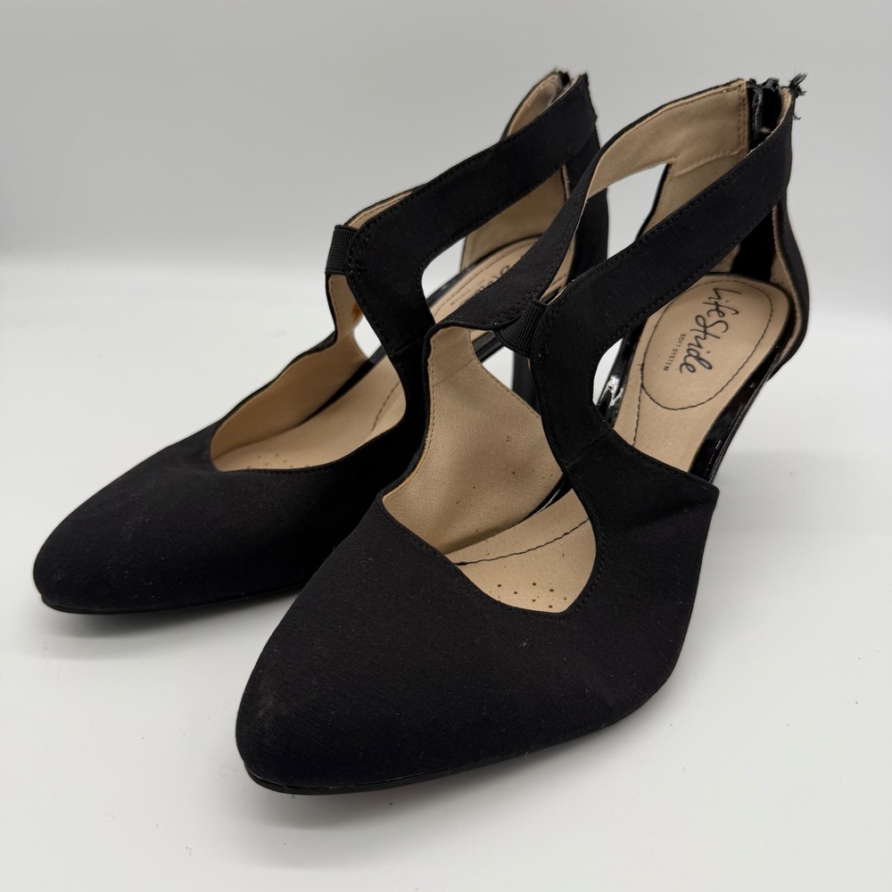 LifeStride Giovanna 2 Black Strappy Pump Heels Size 8M Classic Formal